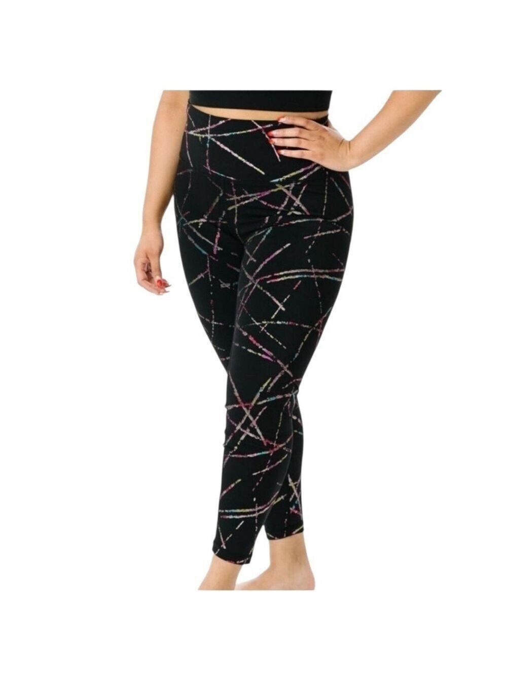 Zyia High Rise Abstract Metallic 7/8 Leggings Size 6-8